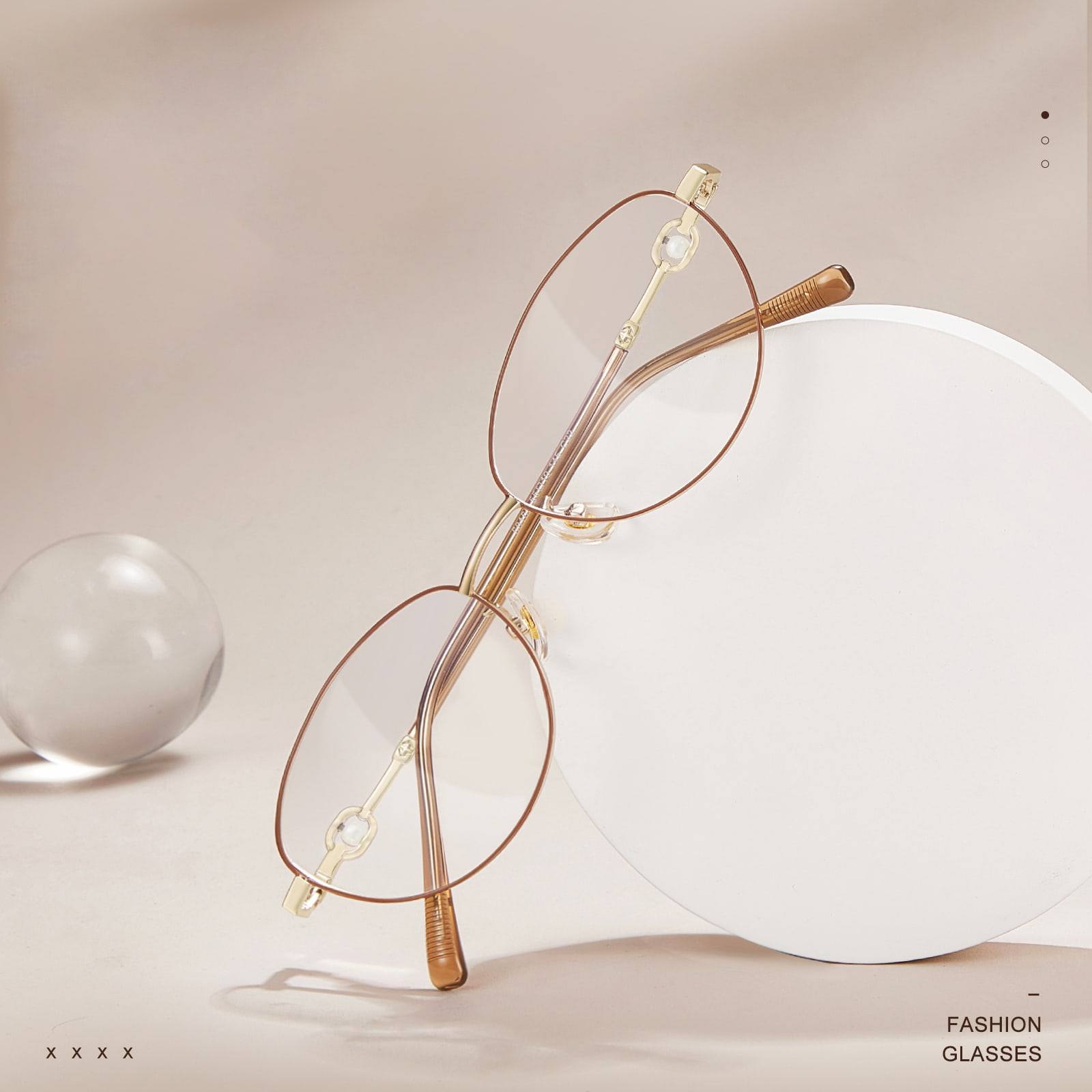 58166 Cat's Eye Pearl Pile Alloy Glasses