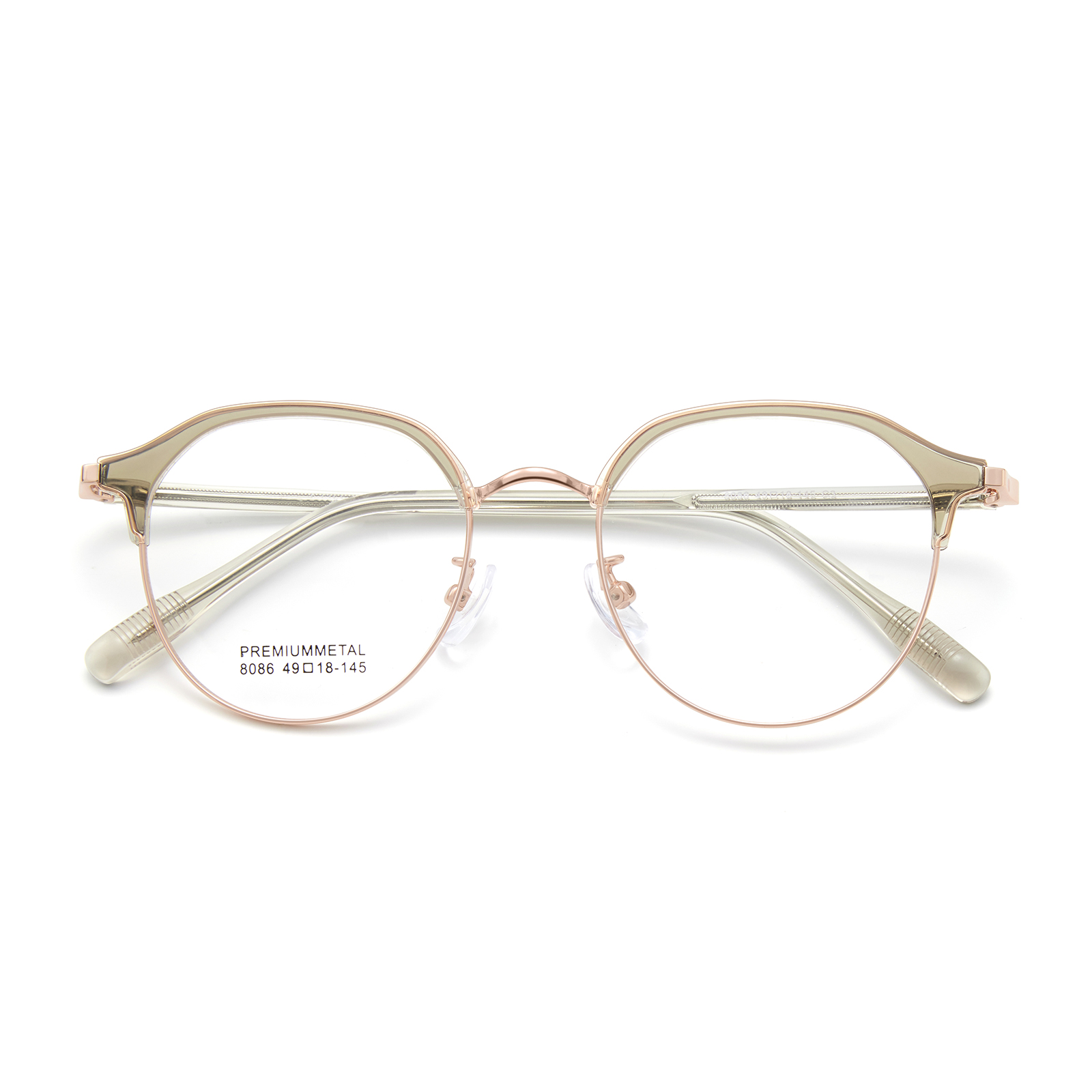8086 Araw-araw na Pagbabasa Oval Frame Alloy Glasses