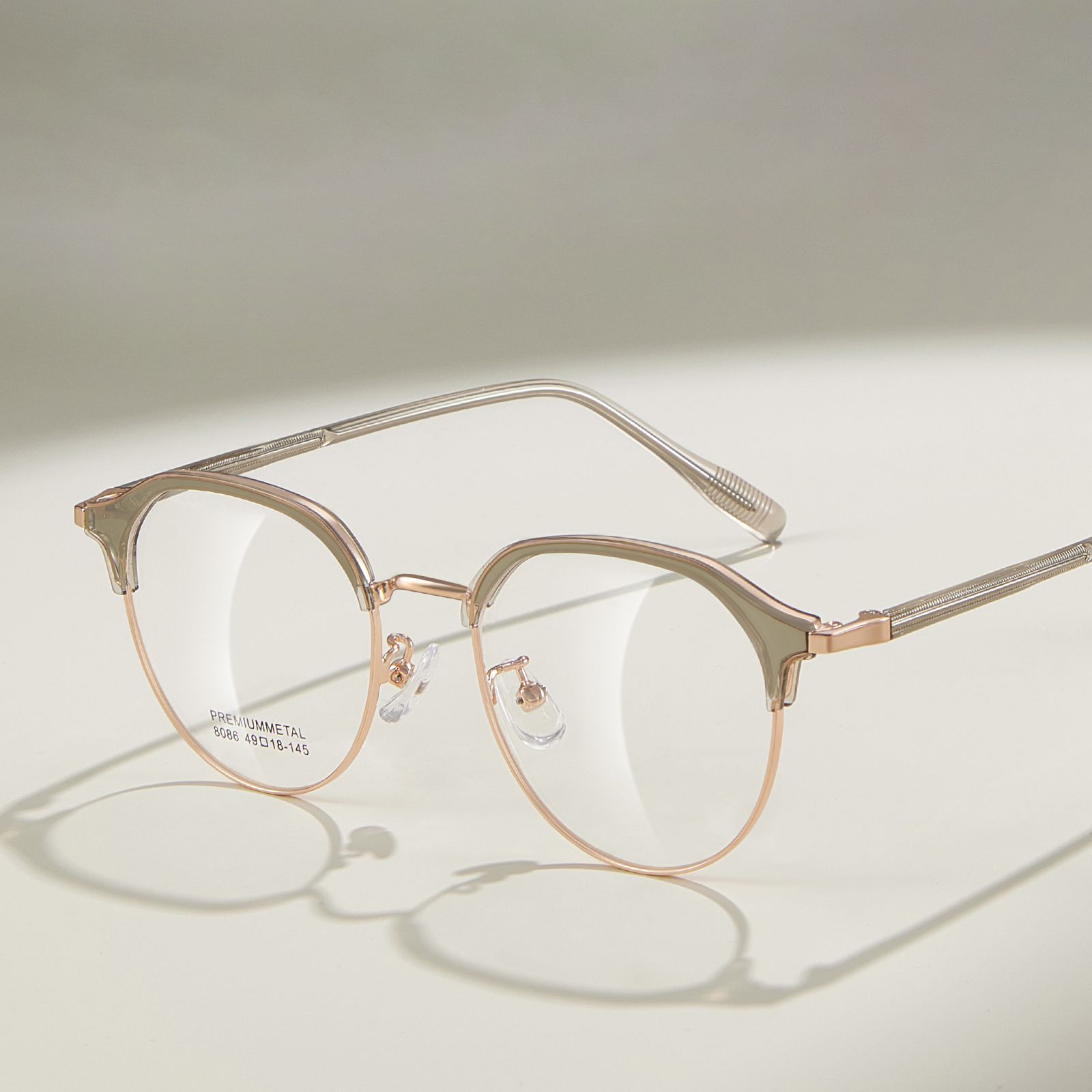 8086 Araw-araw na Pagbabasa Oval Frame Alloy Glasses