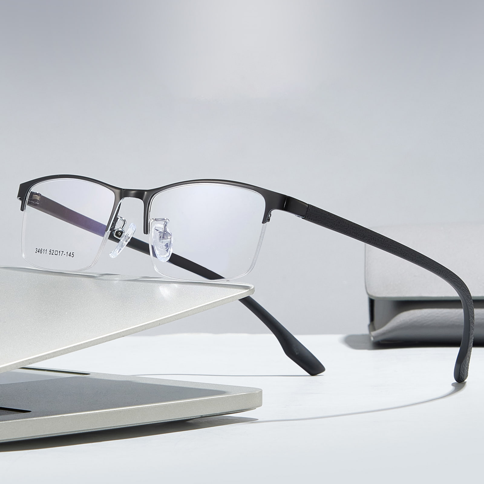 34611 Minimalist Half-Frame Hypoallergenic Alloy na Salamin