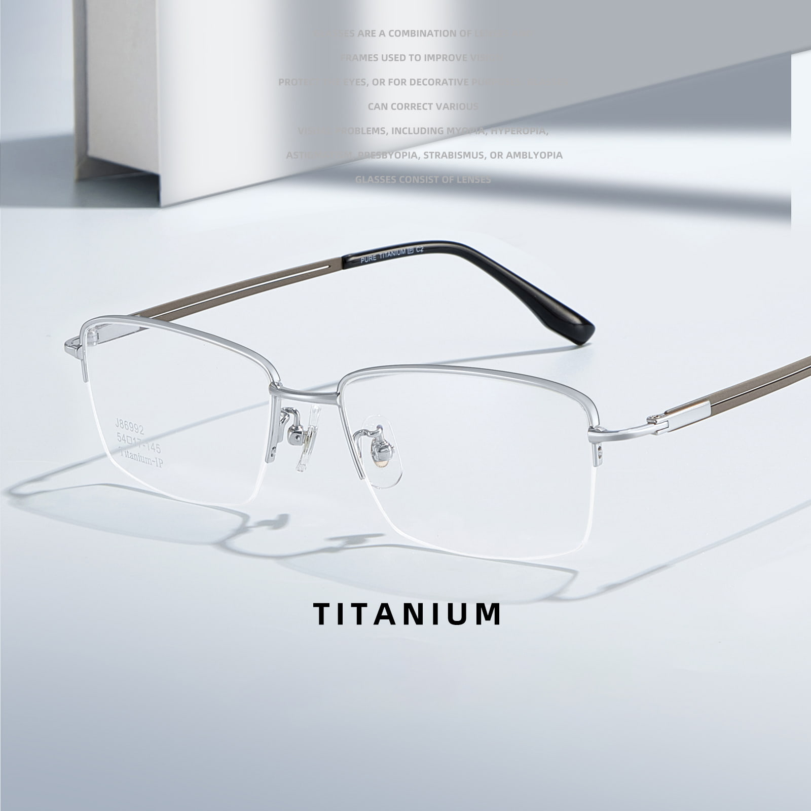 86992 Maraming Kulay na Hindi Nakakapindot sa Tenga na Pure Titanium na Salamin