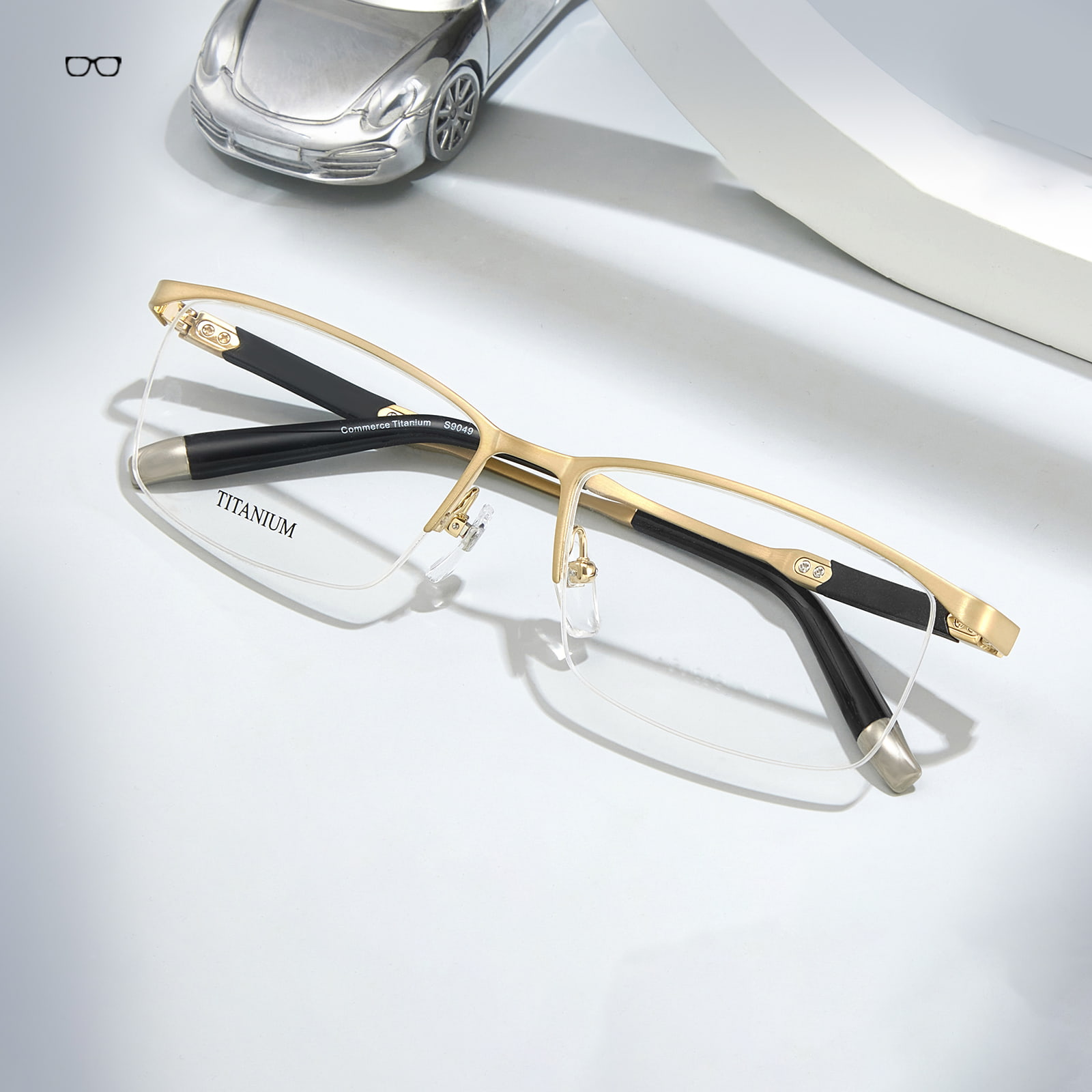 S9049 High-End Half-Frame Non-Deformable Pure Titanium Salamin