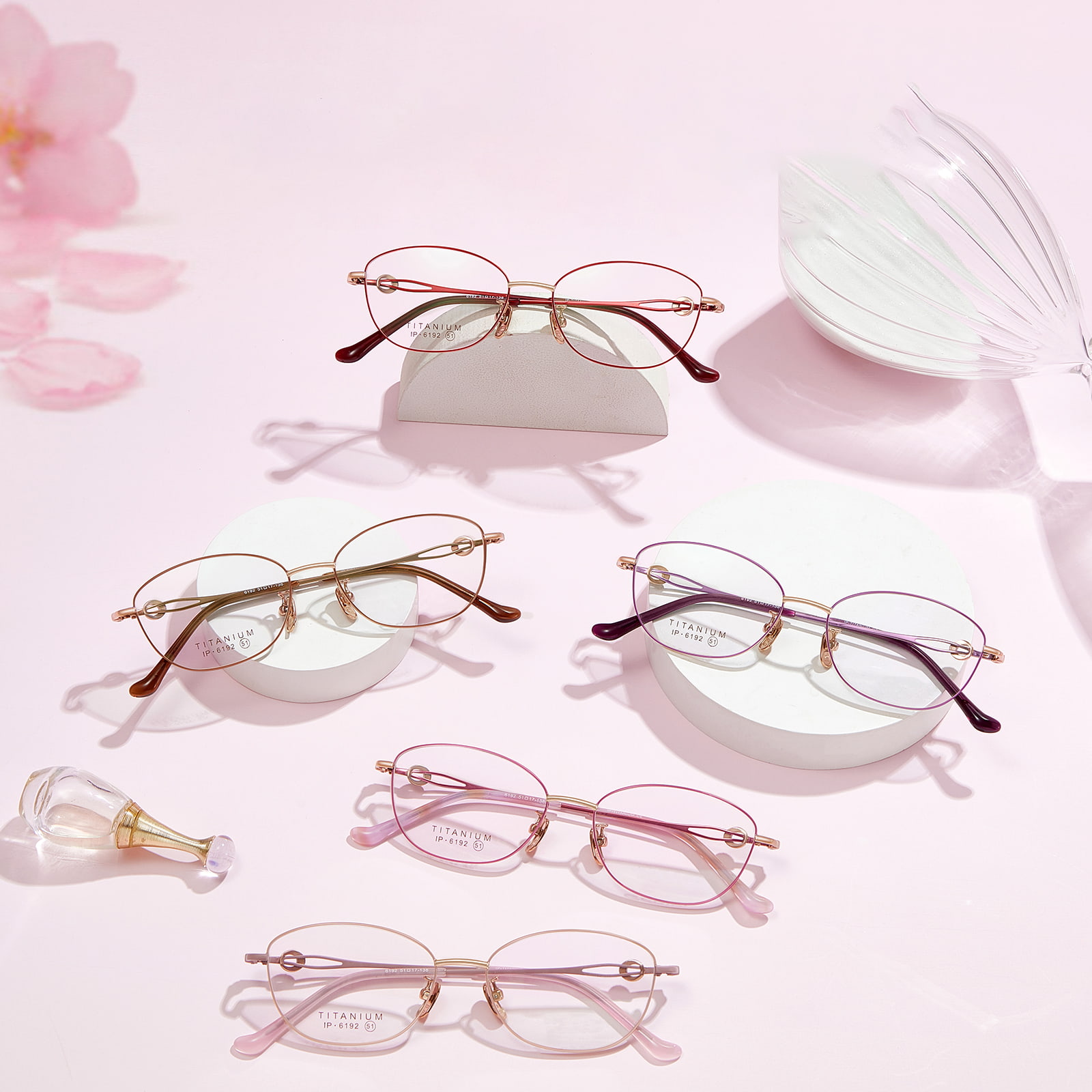 6192 Maliit na Frame Non-Deformed Fine Diamond Pure Titanium Salamin