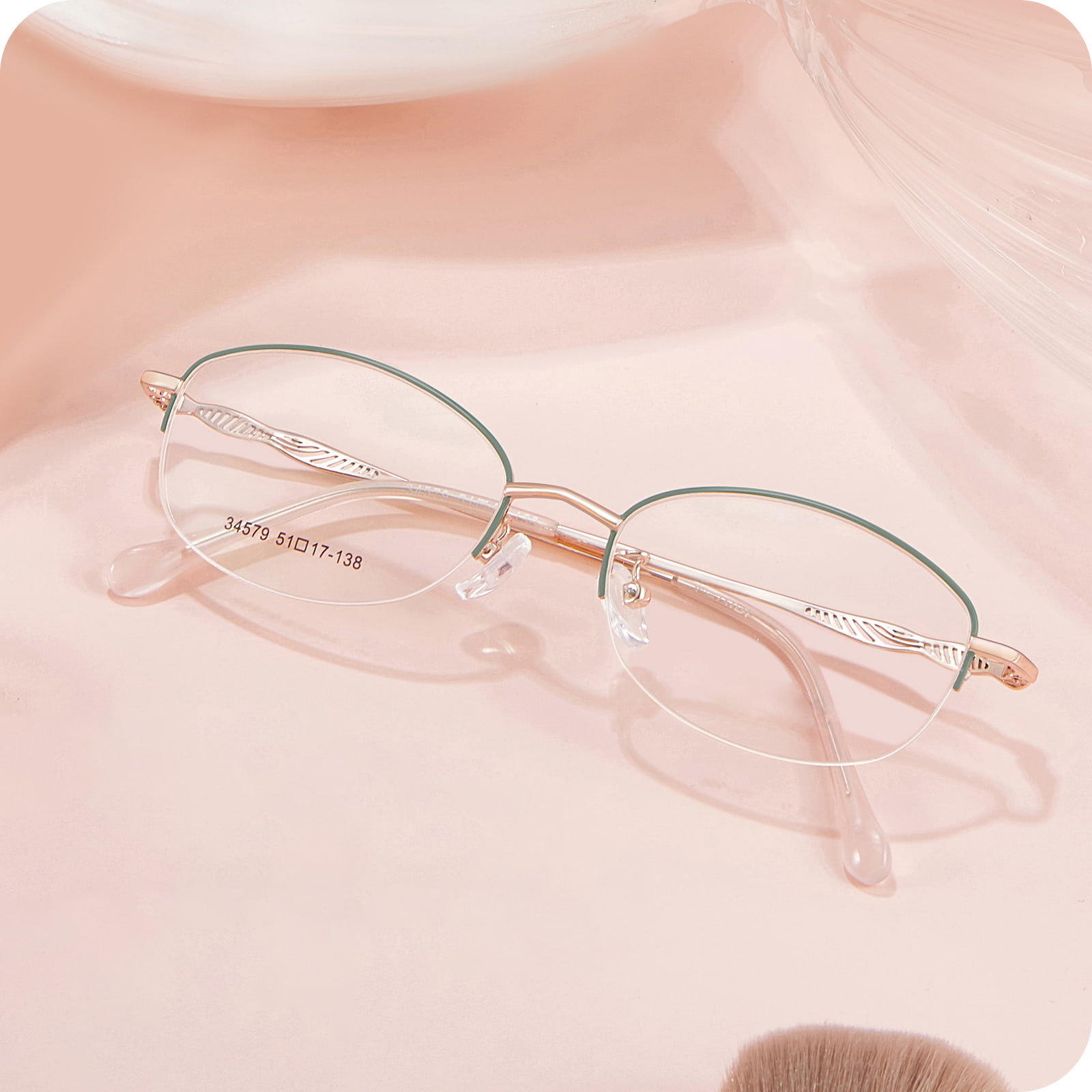 34579 Office Asymmetric Hollow Line Alloy Glasses