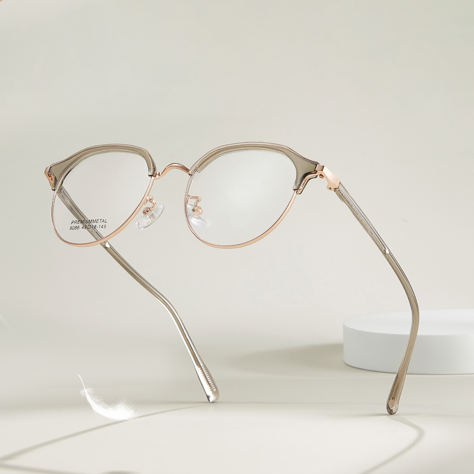 8086 Araw-araw na Pagbabasa Oval Frame Alloy Glasses