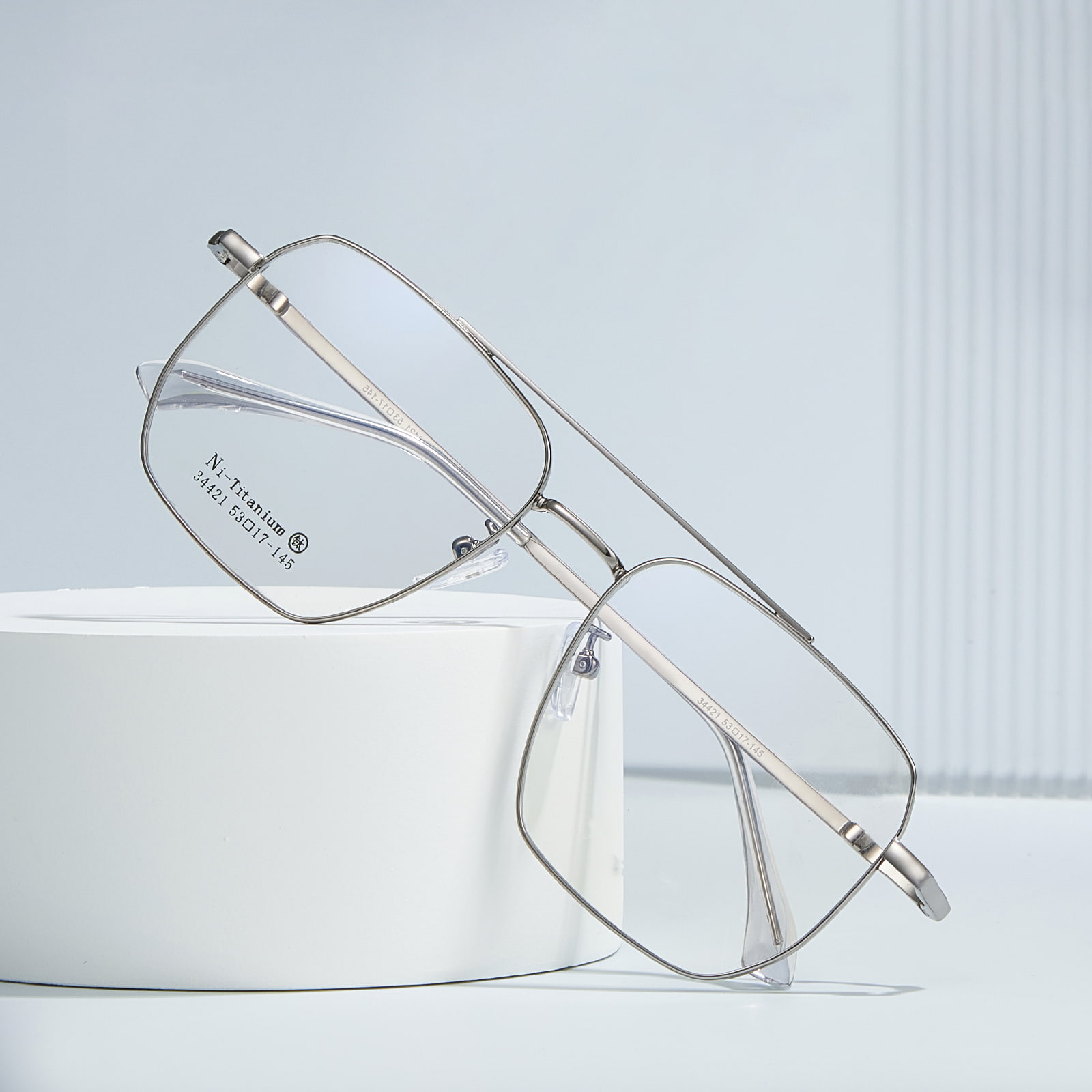34421 Square Frame Double Beam Frosted Alloy na Salamin