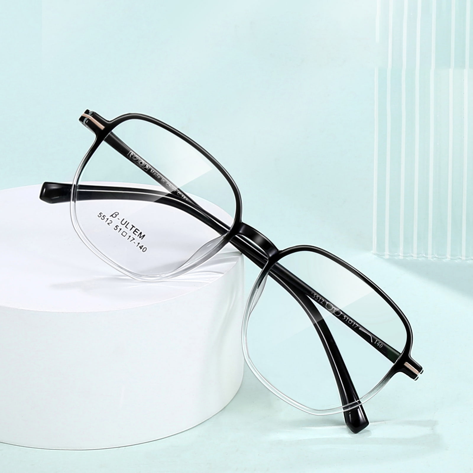 5512 Black Gradient White Square Frame Tungsten Titanium Plastic Steel TR90 Salamin