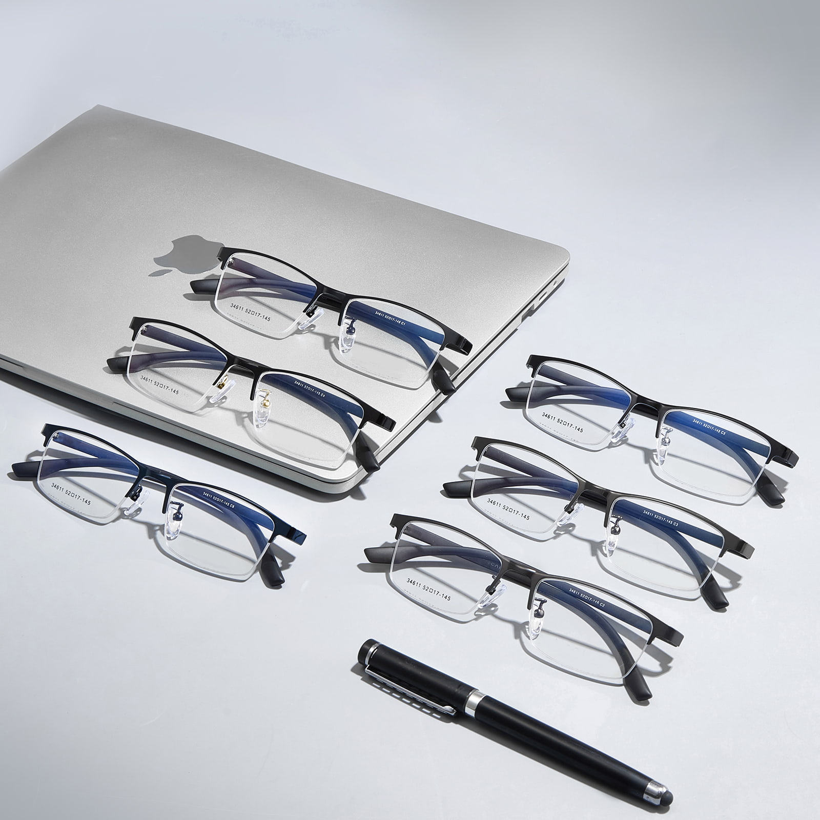 34611 Minimalist Half-Frame Hypoallergenic Alloy na Salamin