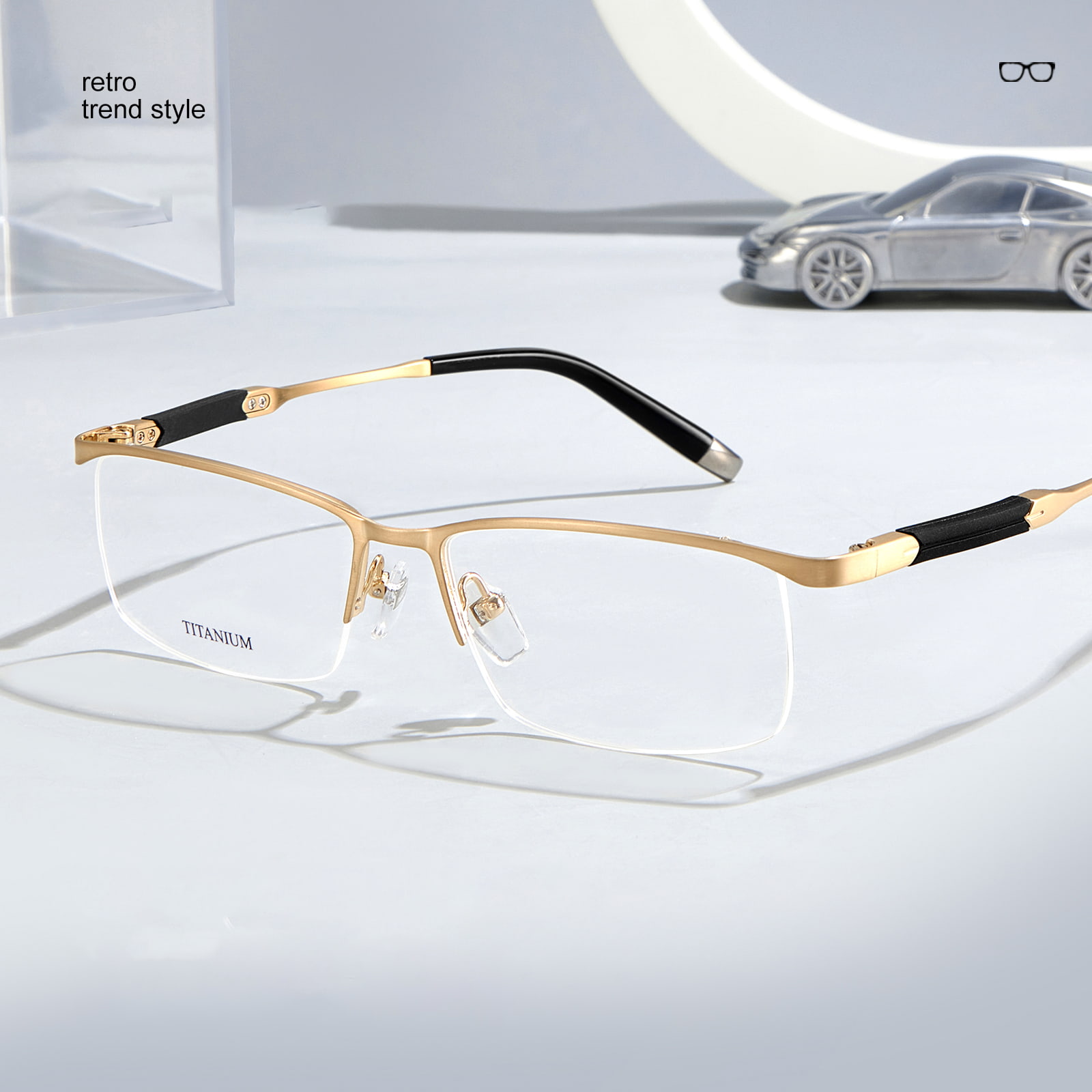 S9049 High-End Half-Frame Non-Deformable Pure Titanium Salamin