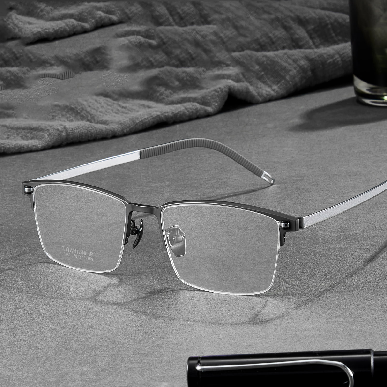 1141 Brushed Half Frame na Hindi Pinintura na Pure Titanium na Salamin