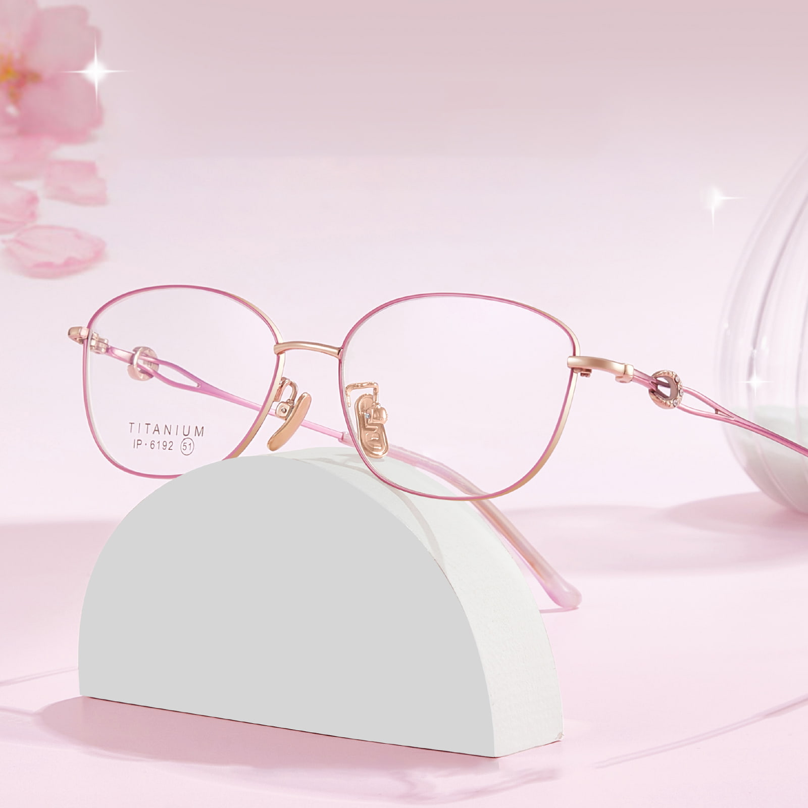 6192 Maliit na Frame Non-Deformed Fine Diamond Pure Titanium Salamin
