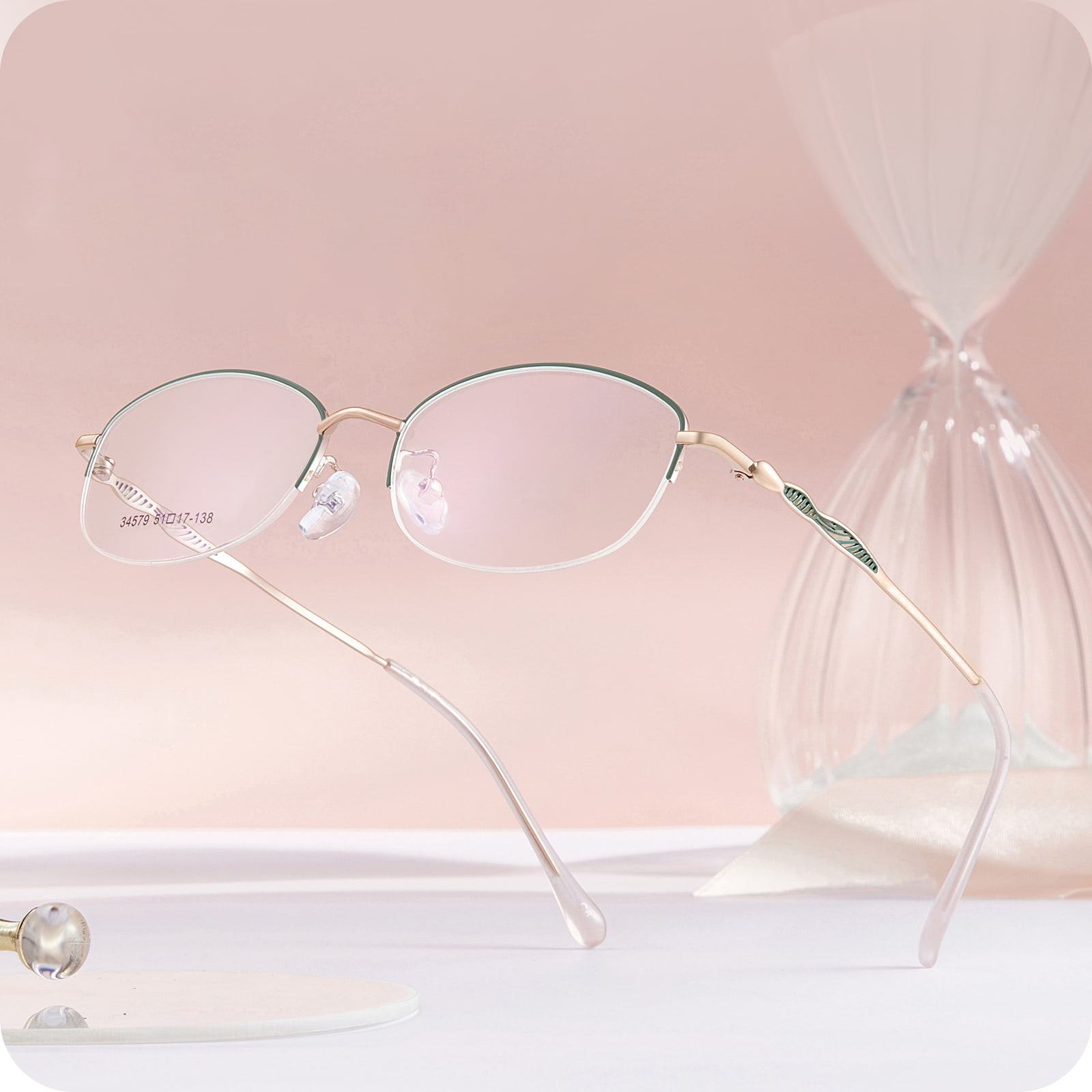 34579 Office Asymmetric Hollow Line Alloy Glasses