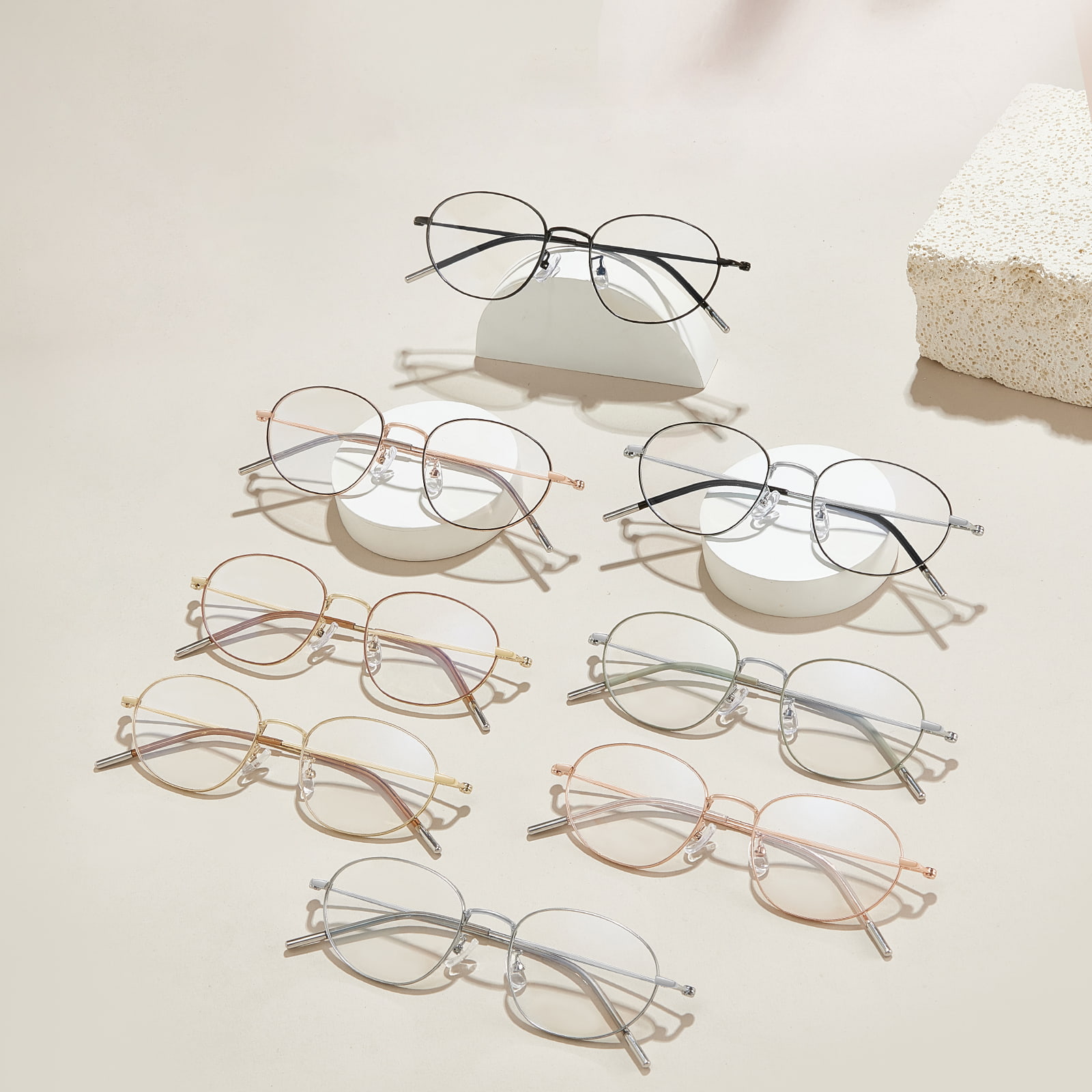 58161 Asymmetric Narrow Frame na Alloy na Salamin sa Balat