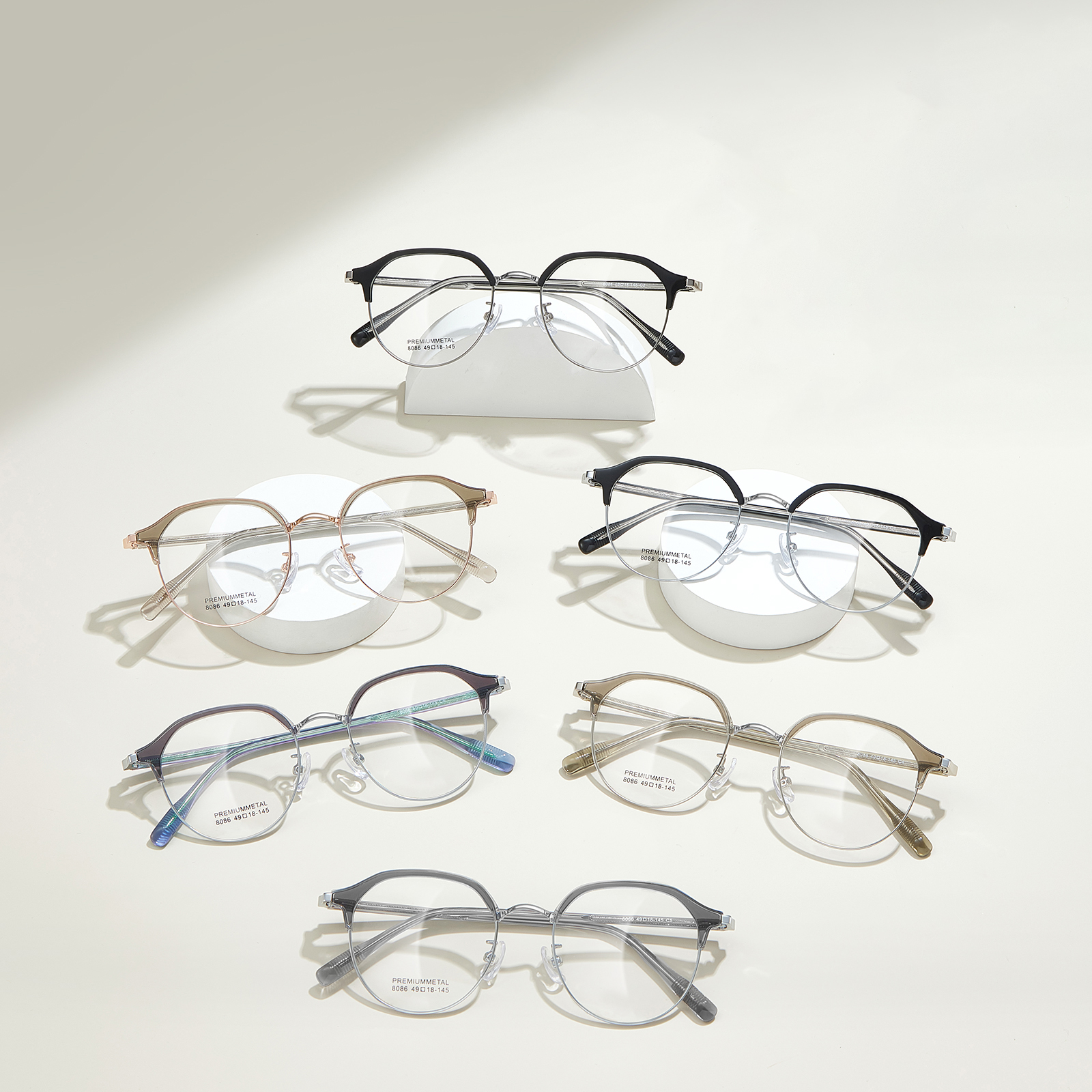 8086 Araw-araw na Pagbabasa Oval Frame Alloy Glasses