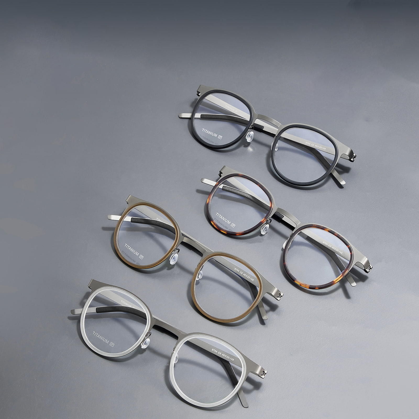 9704 Hiwalay na Rim Walang Screwless Pure Titanium Salamin