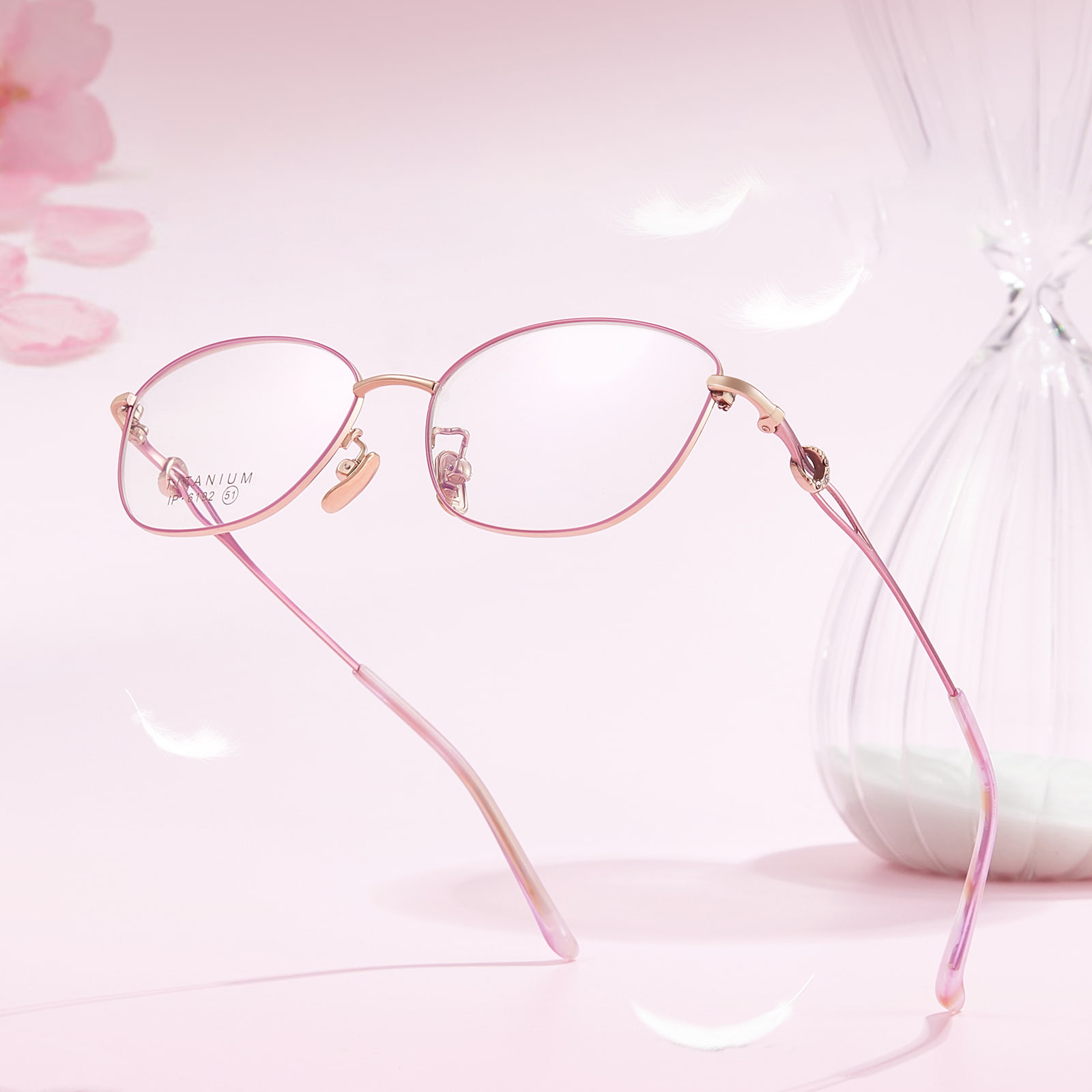 6192 Maliit na Frame Non-Deformed Fine Diamond Pure Titanium Salamin