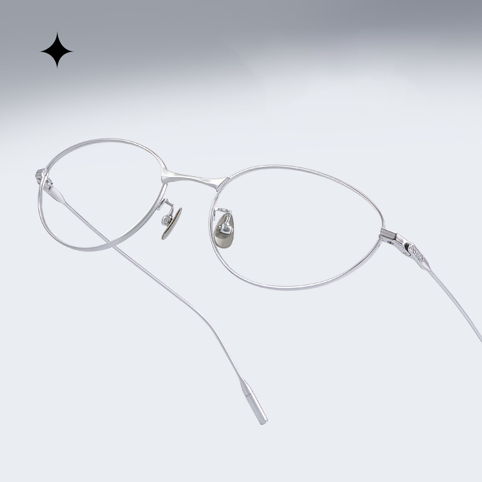Fade Oval Cat-Eye Color Rich Pure Titanium Glasses