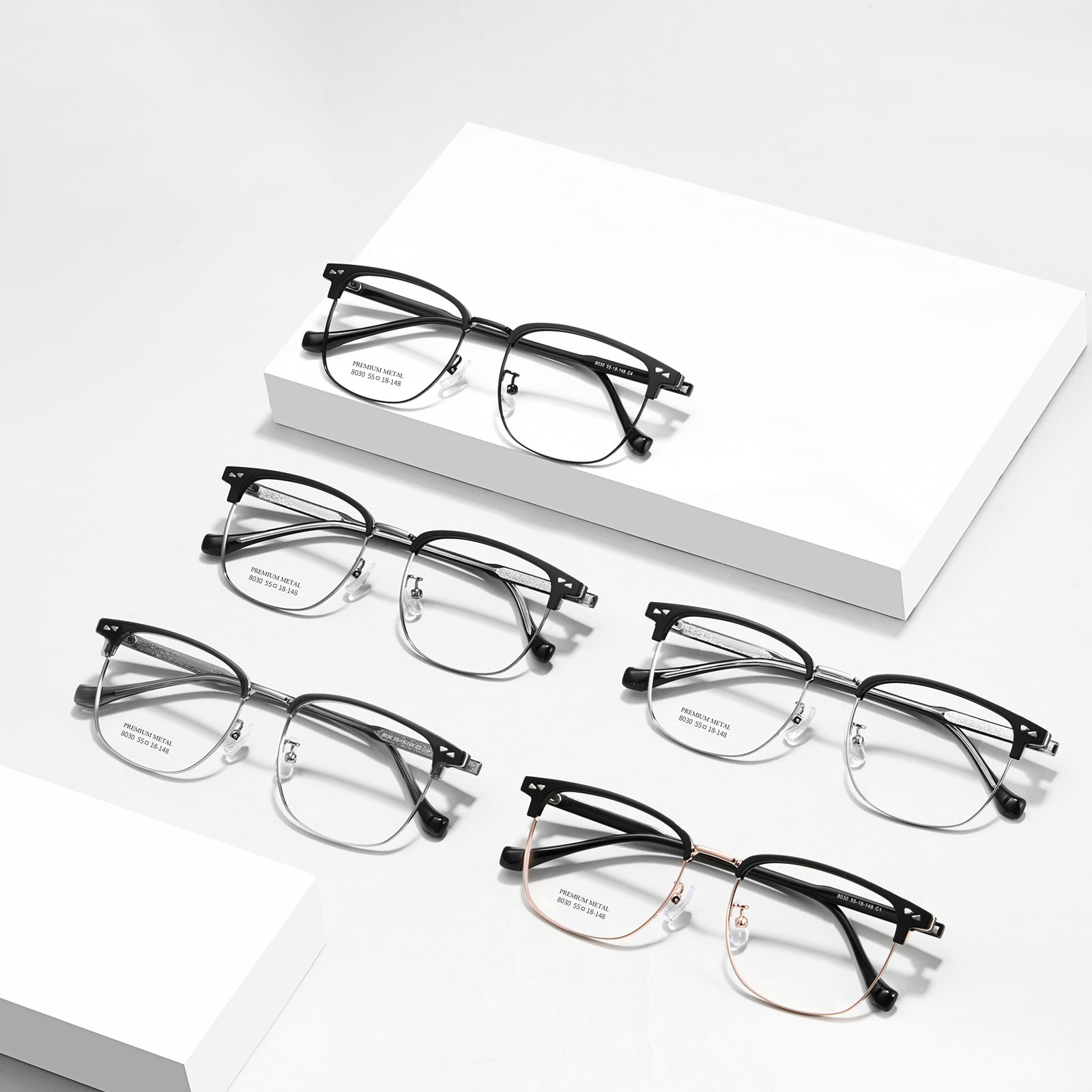 8030 Business Embedded Metal Strip Alloy Glasses