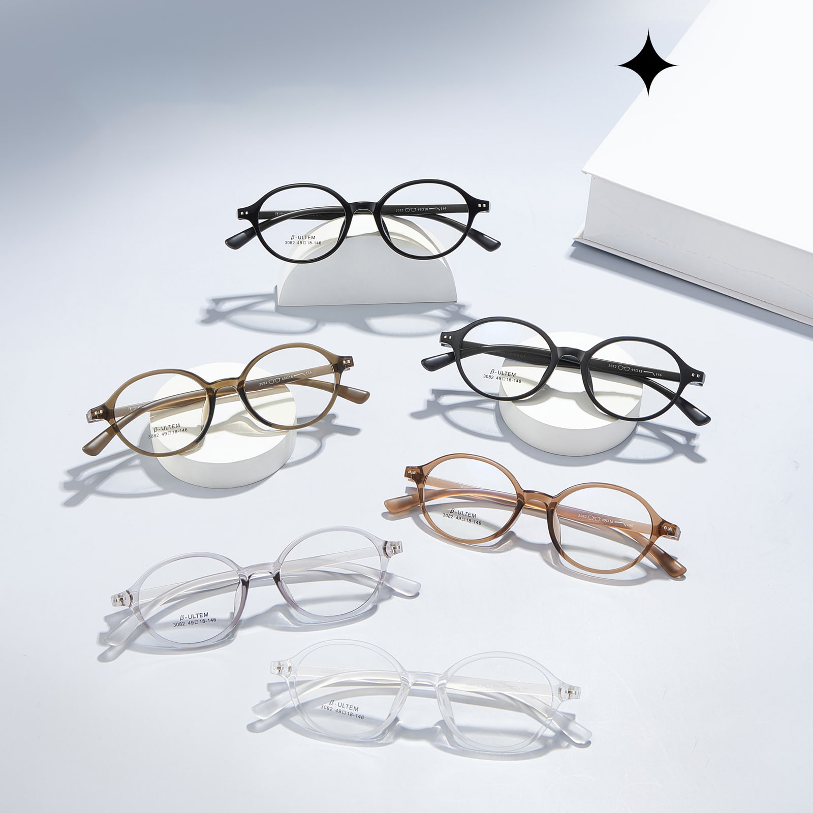 3082 Oval Frame na Walang Stress TR90 na Salamin