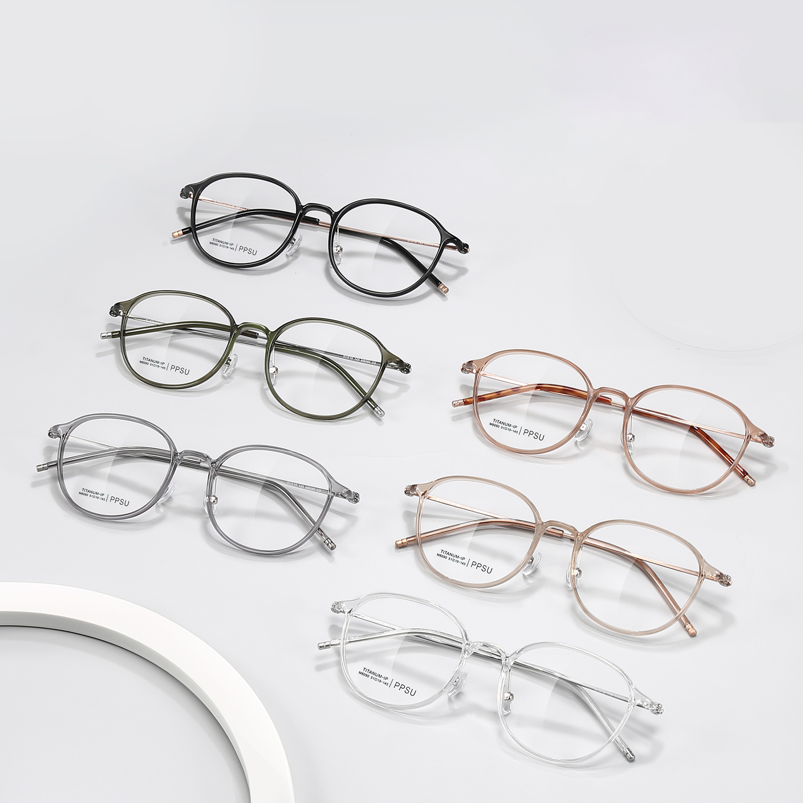 M8090 Round Frame Classic na Lumalaban sa Mataas na Temperatura β Titanium Salamin