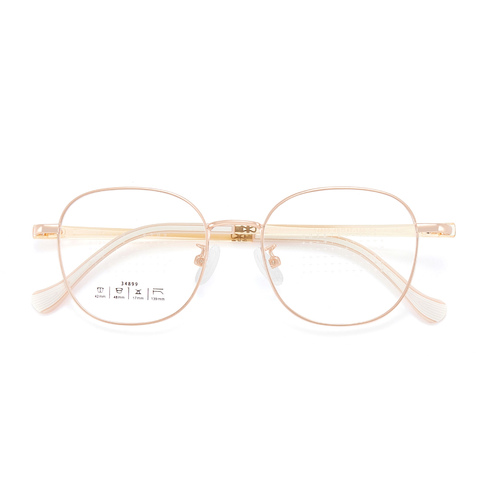 34899 Round Frame TR90 Temples Nang Hindi Pinipindot ang Tulay ng Nose Alloy Glasses