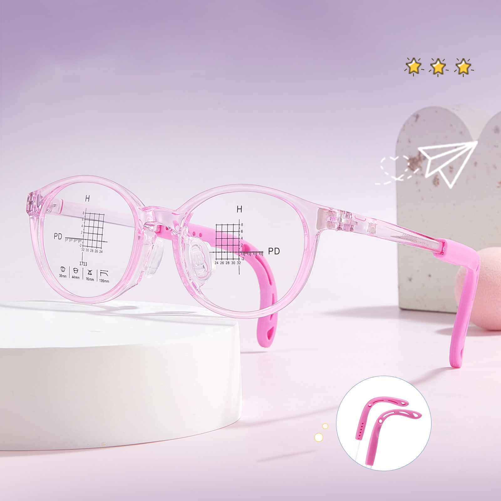 1713 Adjustable Temples Kumportable Soft Silicone Nose Pads Salamin