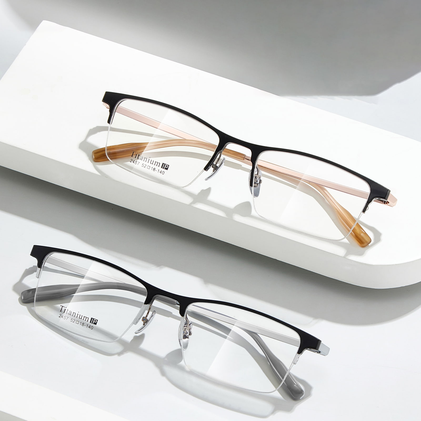 2457 Brushed Half Frame Impact Resistant Aluminum Magnesium Glasses