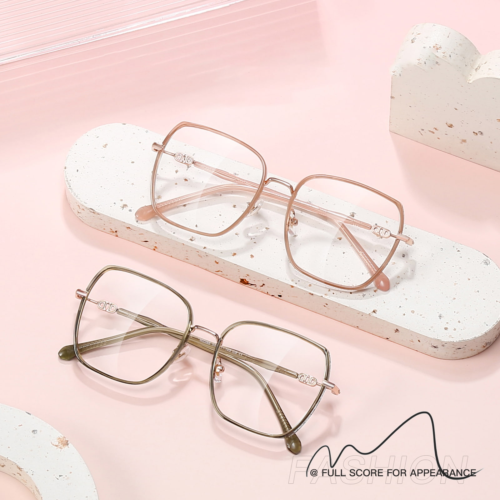 2288 Makapal na Malapad na Rim Glitter Malaking Frame Anti-Blue Light na Salamin