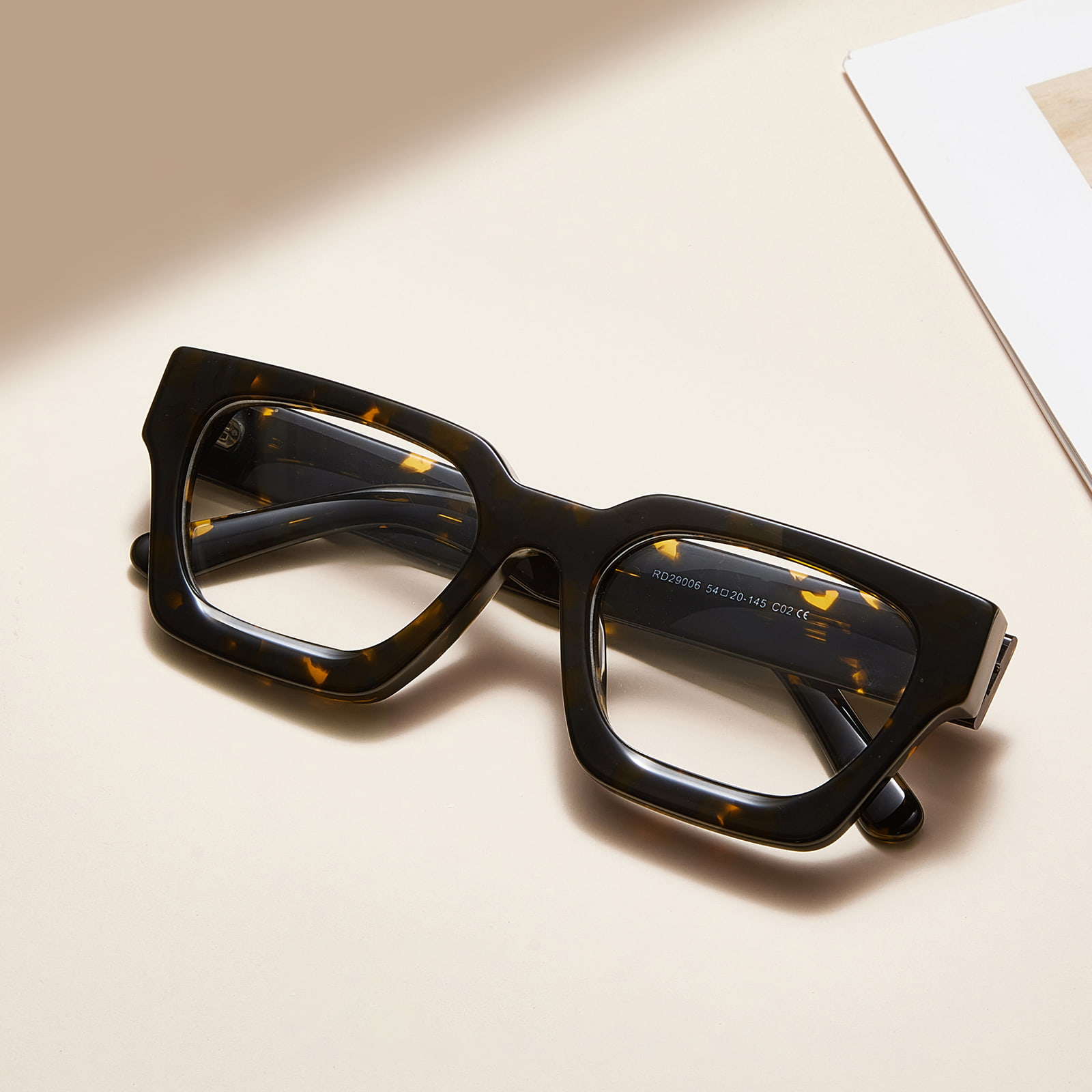 RD29006 Rough Square Frame Hinged Acetate Salamin