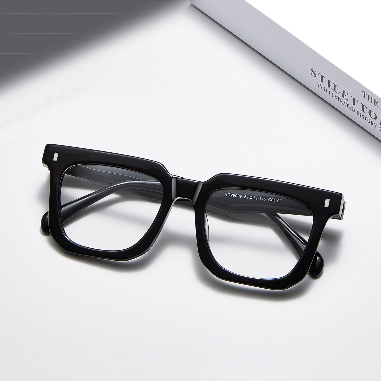 RD29009 Bold Square Frame Tortoiseshell Textured Acetate Salamin