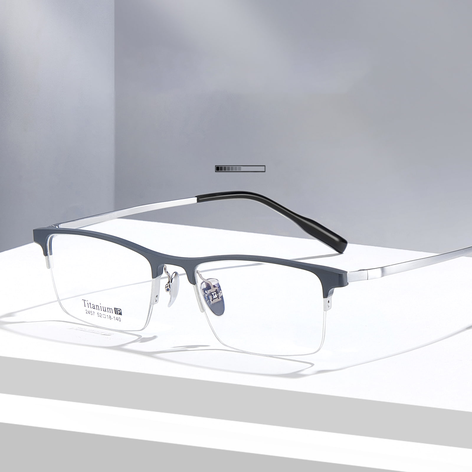 2457 Brushed Half Frame Impact Resistant Aluminum Magnesium Glasses