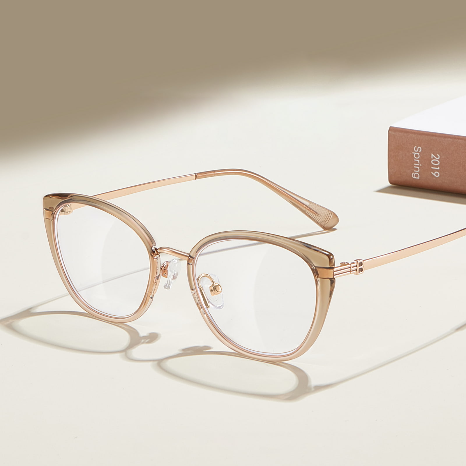 210448 Clear Cat-Eye Striped Letters Anti-Blue Light Glasses