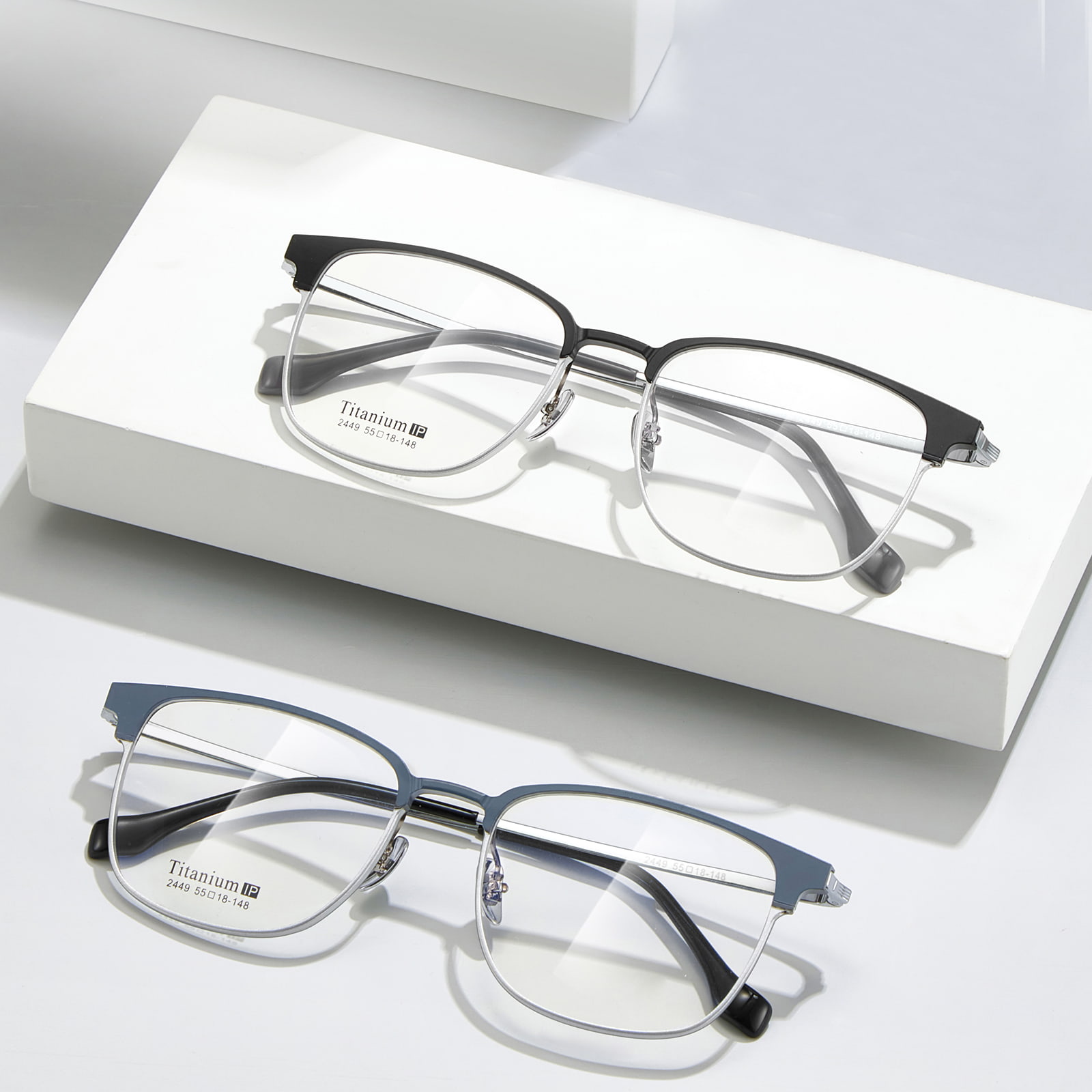 2449 Square at Round Carved Aluminum-Magnesium Glasses