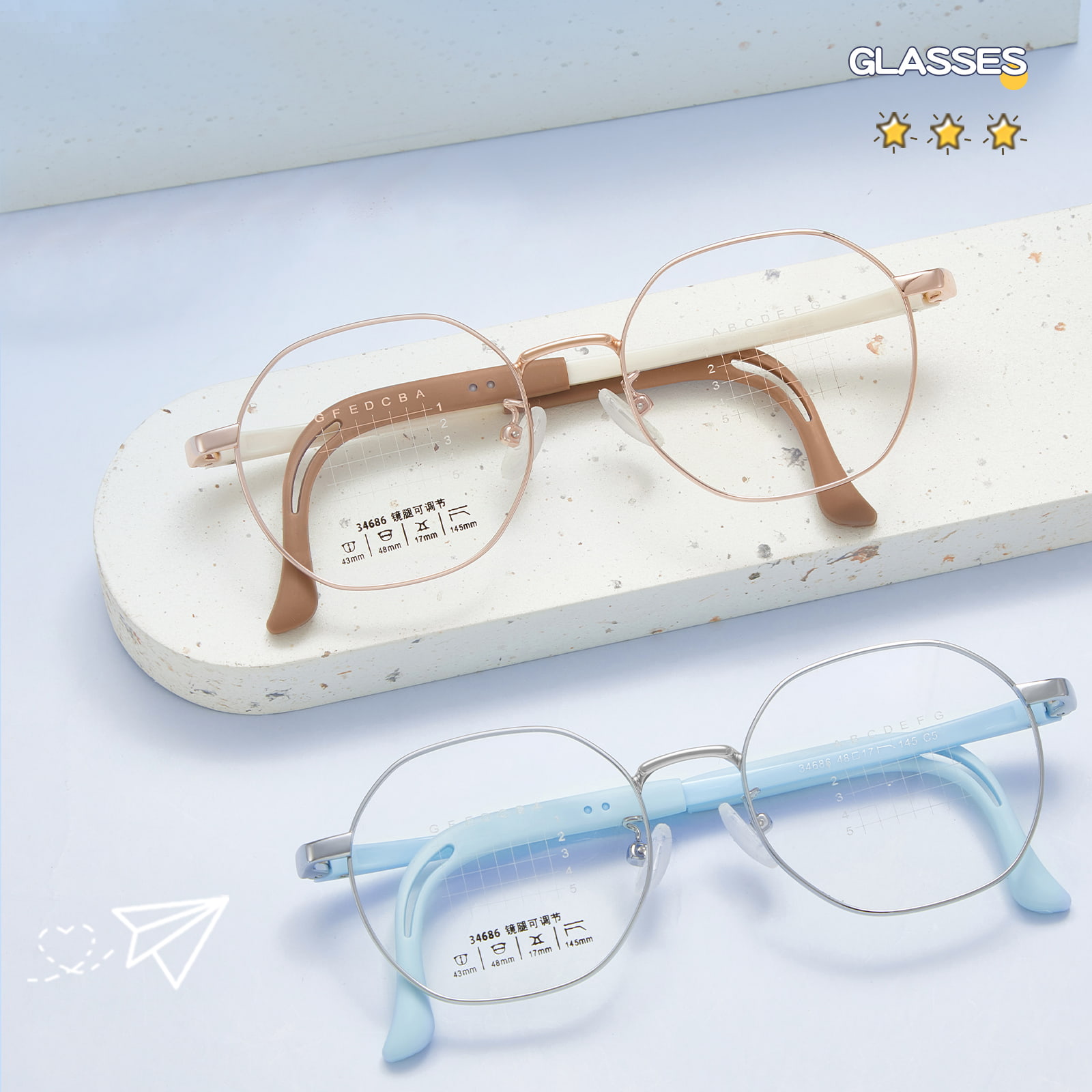 34686 Youth Polygonal Alloy Glasses