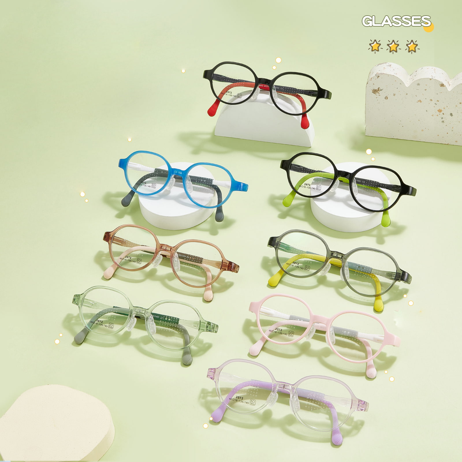 2072 Student Bow Hinge Wear-Resistant Soft Silicone Nose Pad Salamin
