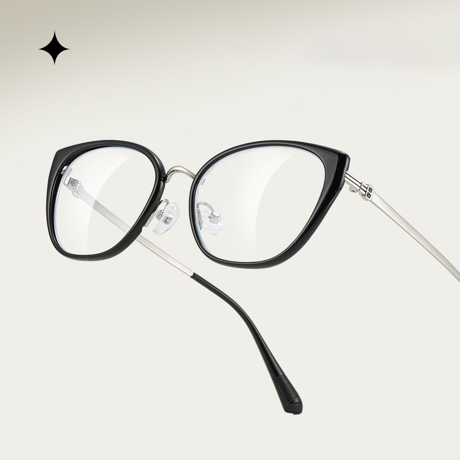 210448 Clear Cat-Eye Striped Letters Anti-Blue Light Glasses
