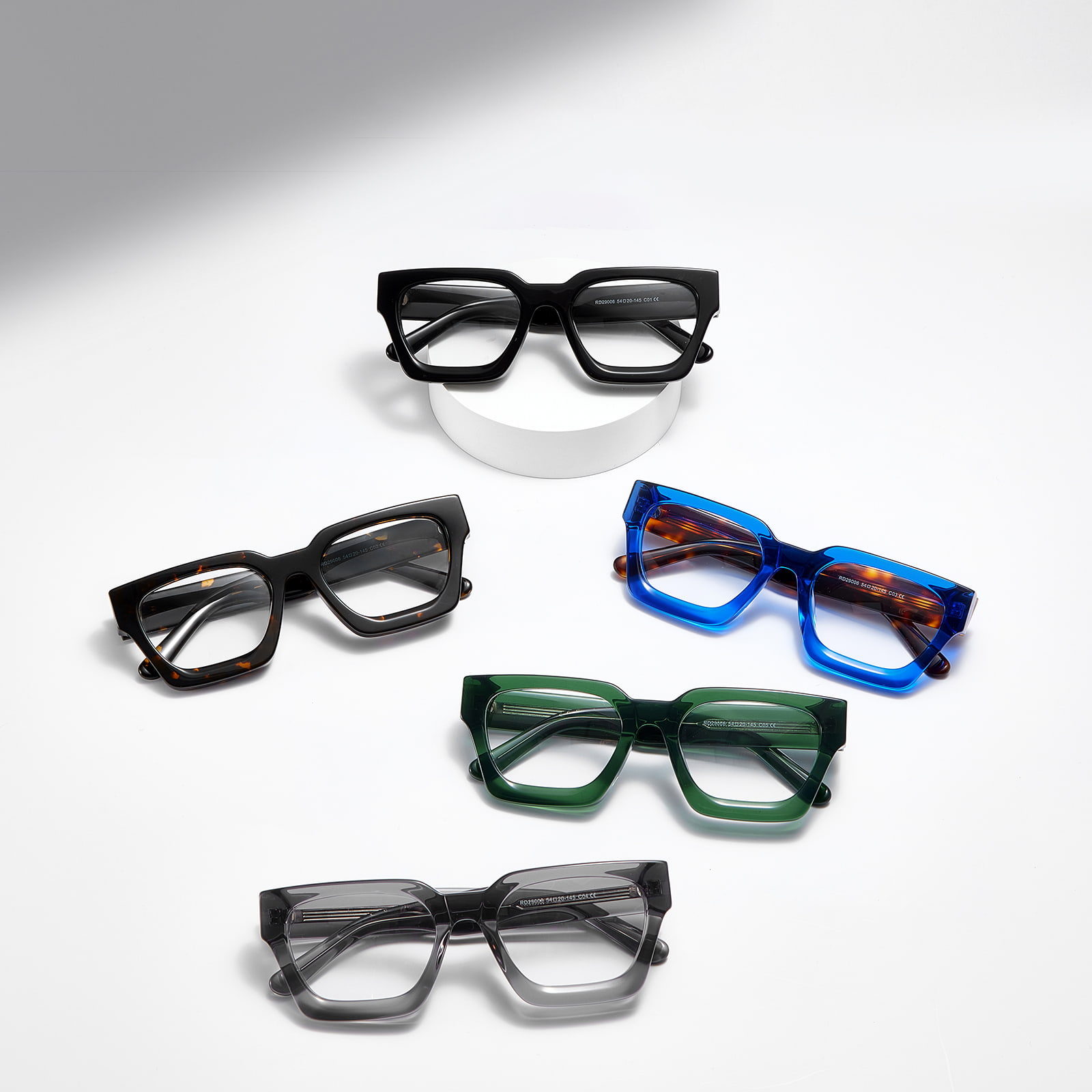 RD29006 Rough Square Frame Hinged Acetate Salamin