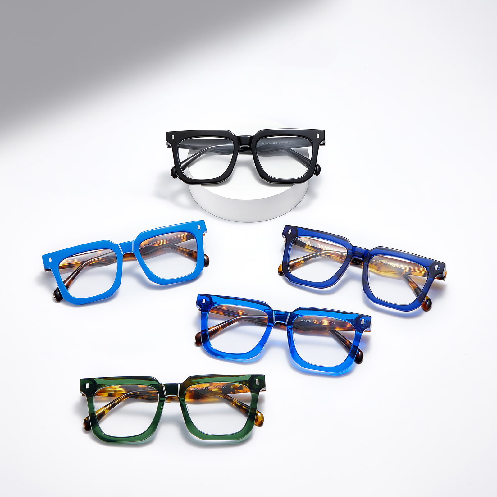 RD29009 Bold Square Frame Tortoiseshell Textured Acetate Salamin
