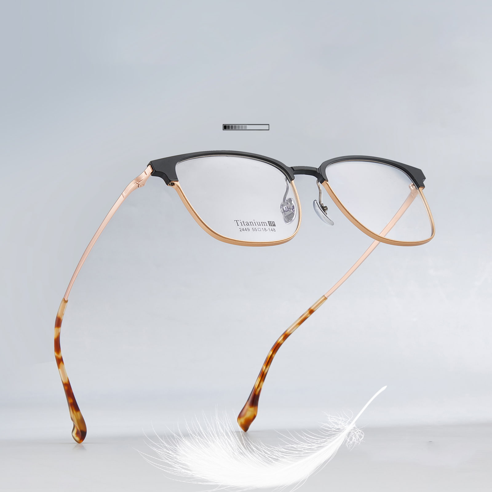 2449 Square at Round Carved Aluminum-Magnesium Glasses