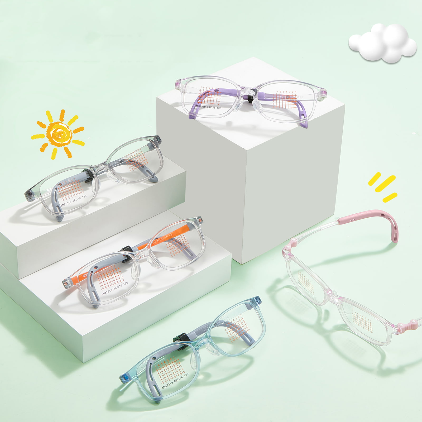 MM7319 Memory Hinge Snap-On EMS Glasses