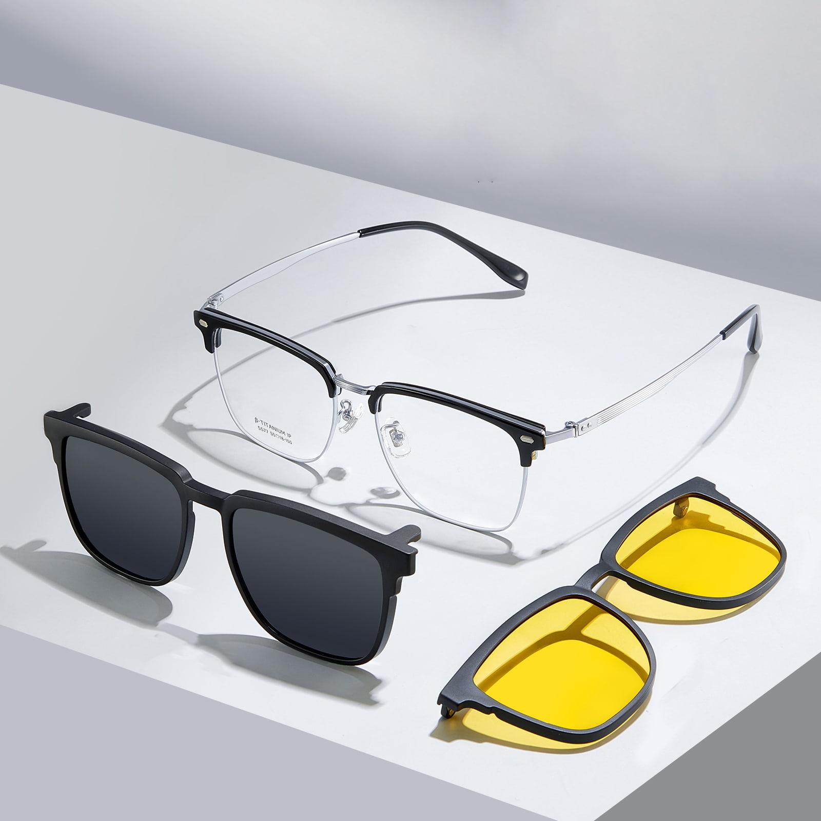 5577 Portable Driving Eyebrow Holder 3 In 1 Magnetic Sunglasses