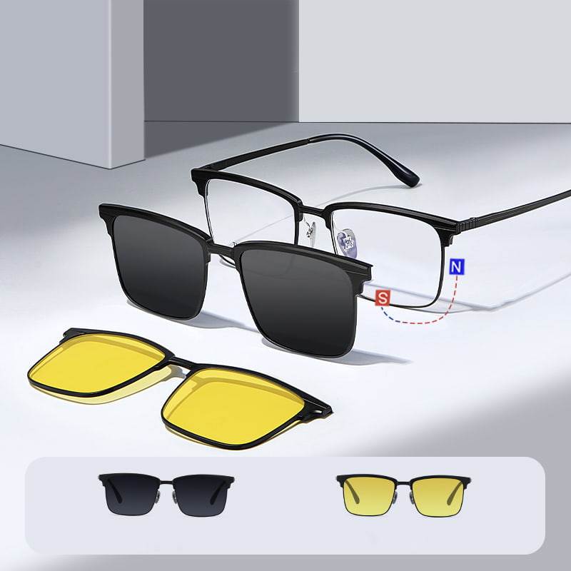 CH9202 Pinong Inukit na One-Piece Myopia Three-In-One Magnetic Sunglasses