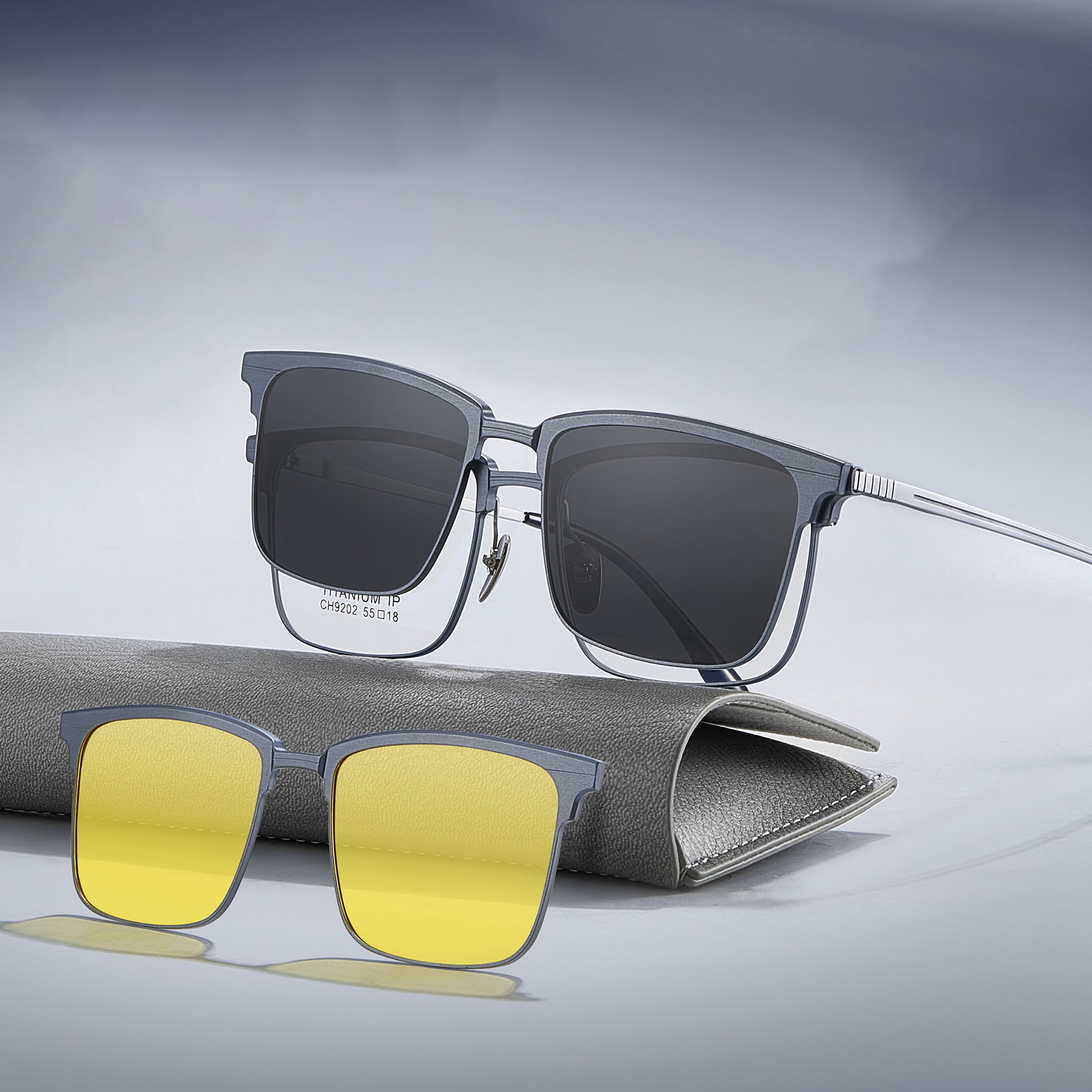 CH9202 Pinong Inukit na One-Piece Myopia Three-In-One Magnetic Sunglasses
