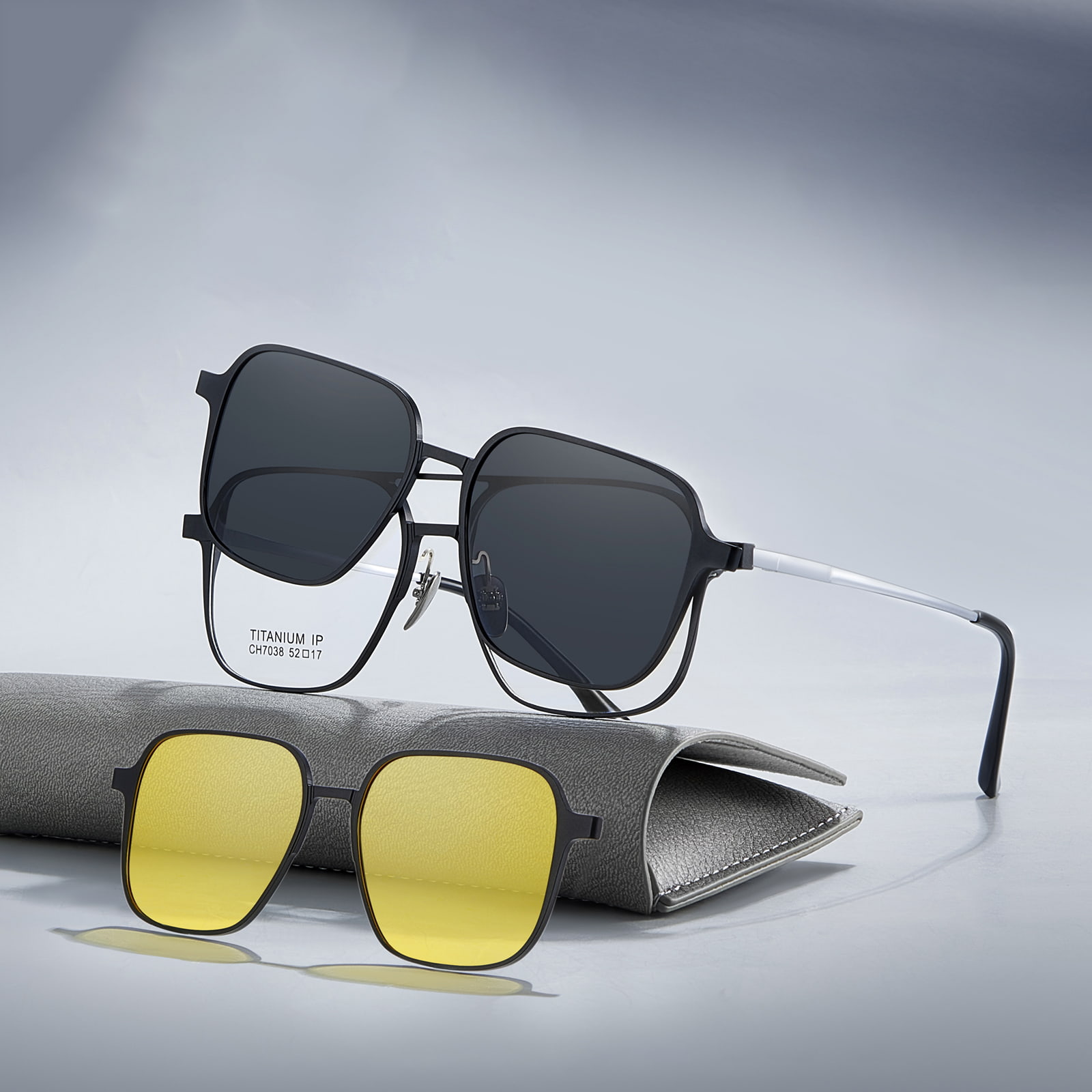 CH7038 Aluminum-Magnesium Double Beam Three-In-One Magnetic Myopia Polarized Sunglasses