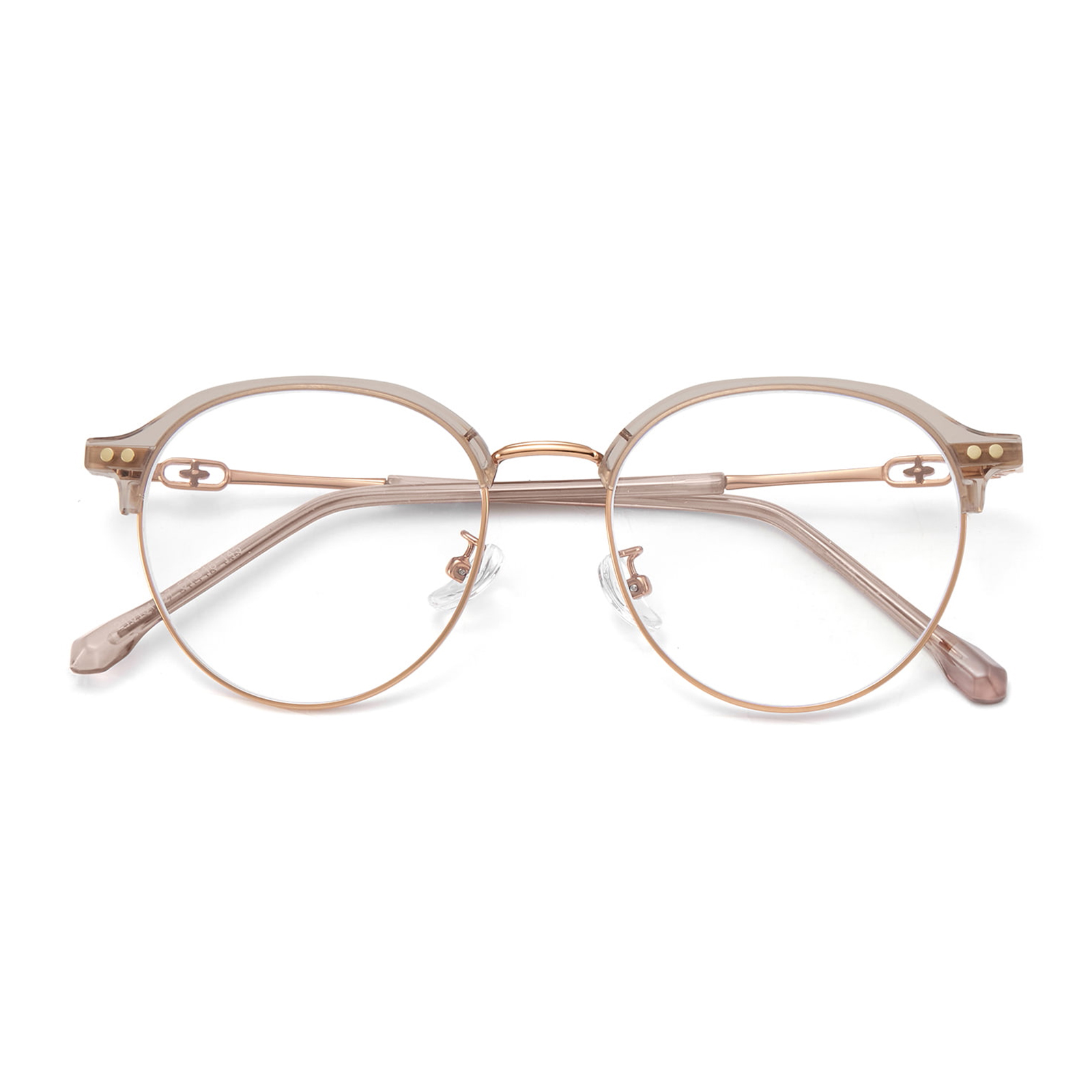 210131 Round Frame Cross Casting Blue Light Blocking Glasses